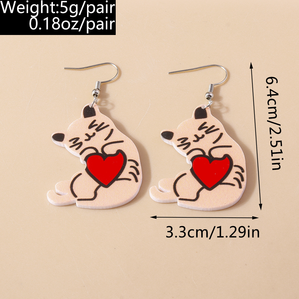 1 Paire Style Simple Chat Impression Alliage De Zinc Boucles D'oreilles display picture 17