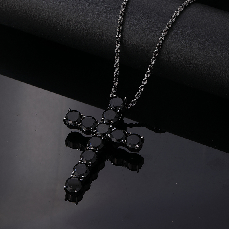 Hip-Hop Vintage Style Cross 304 Stainless Steel Copper Plating Inlay Zircon Women's Men'S Pendant Necklace display picture 3