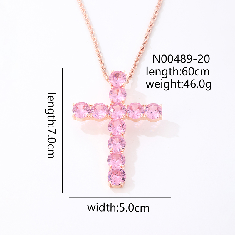 Hip-Hop Vintage Style Cross 304 Stainless Steel Copper Plating Inlay Zircon Women's Men'S Pendant Necklace display picture 10