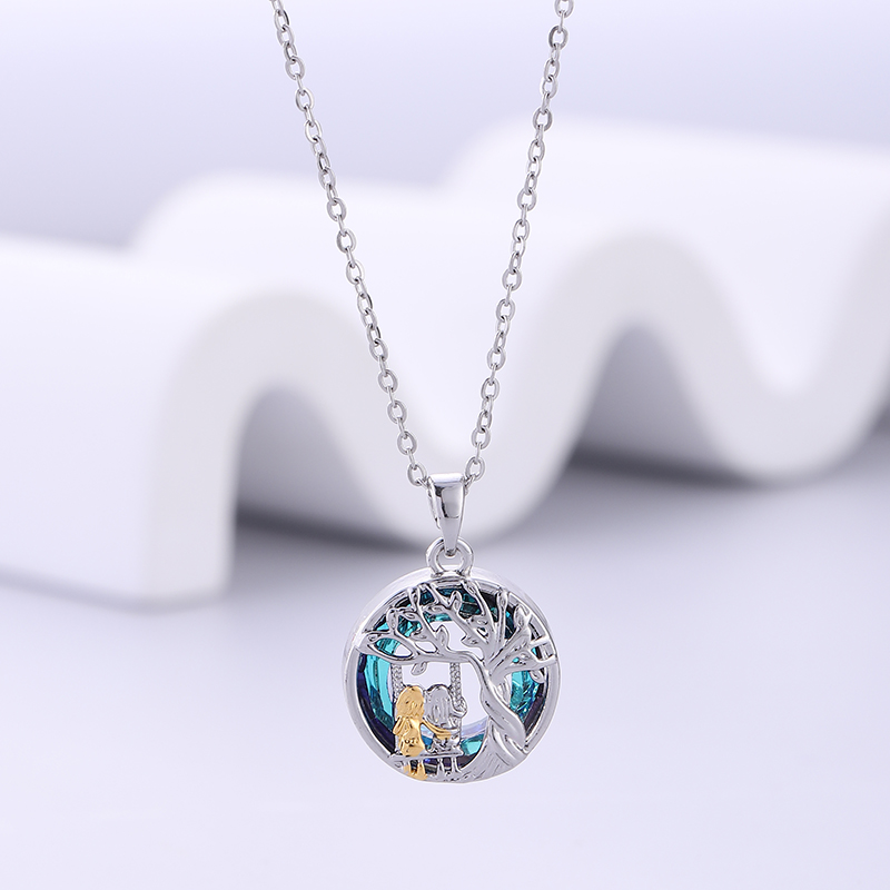 Artistic Cartoon Character Tree Stainless Steel Copper Silver Plated Zircon Pendant Necklace In Bulk display picture 2