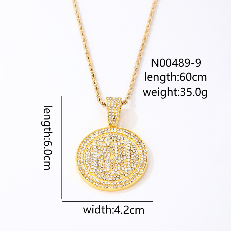 Hip-hop Vintage Style Simple Style Number Stainless Steel Alloy Plating Inlay Zircon Gold Plated Silver Plated Men's Pendant Necklace display picture 7