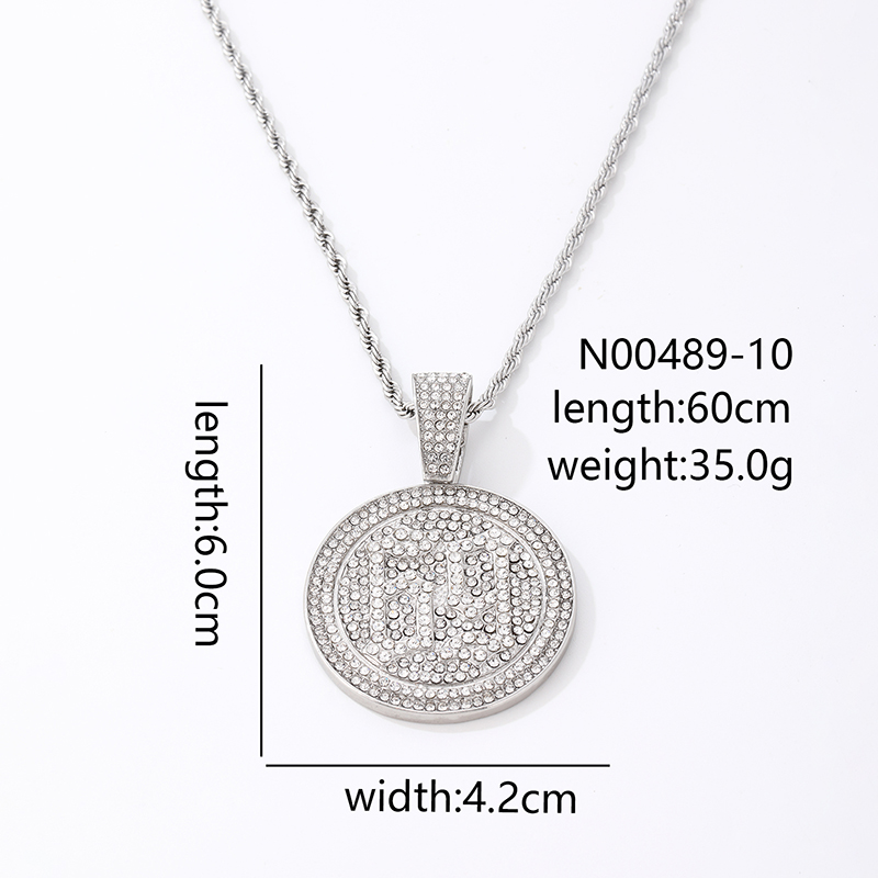 Hip-hop Vintage Style Simple Style Number Stainless Steel Alloy Plating Inlay Zircon Gold Plated Silver Plated Men's Pendant Necklace display picture 8