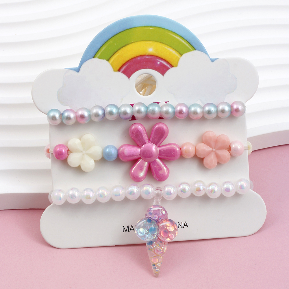 Princess Cute Pastoral Ice Cream Animal Heart Shape Arylic Plastic Beaded Acrylic Girl's Bracelets display picture 7