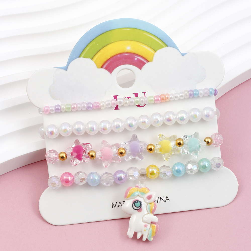 Princess Cute Pastoral Ice Cream Animal Heart Shape Arylic Plastic Beaded Acrylic Girl's Bracelets display picture 14