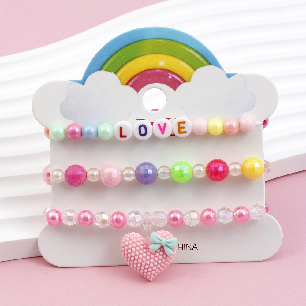 Princess Cute Pastoral Ice Cream Animal Heart Shape Arylic Plastic Beaded Acrylic Girl's Bracelets display picture 2
