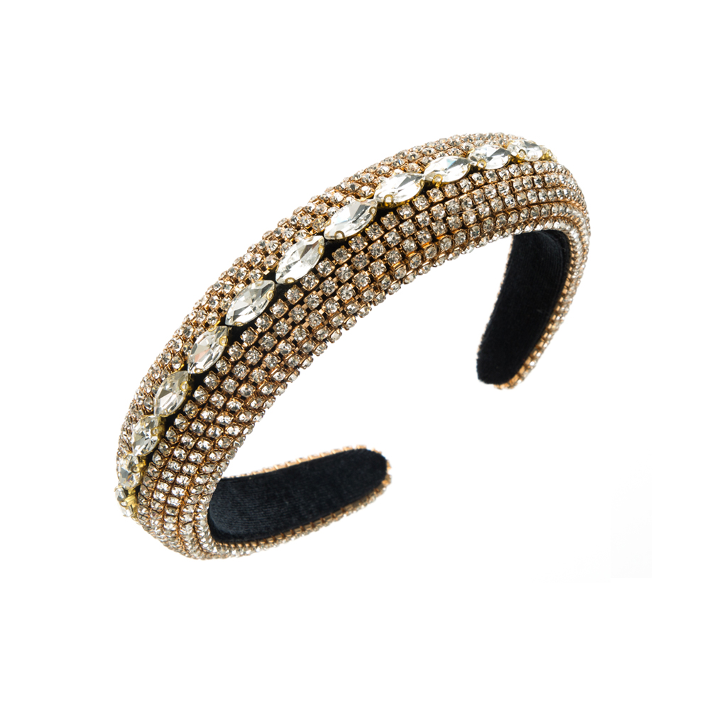 Elegant Solid Color Cloth Inlay Rhinestones Hair Band display picture 8