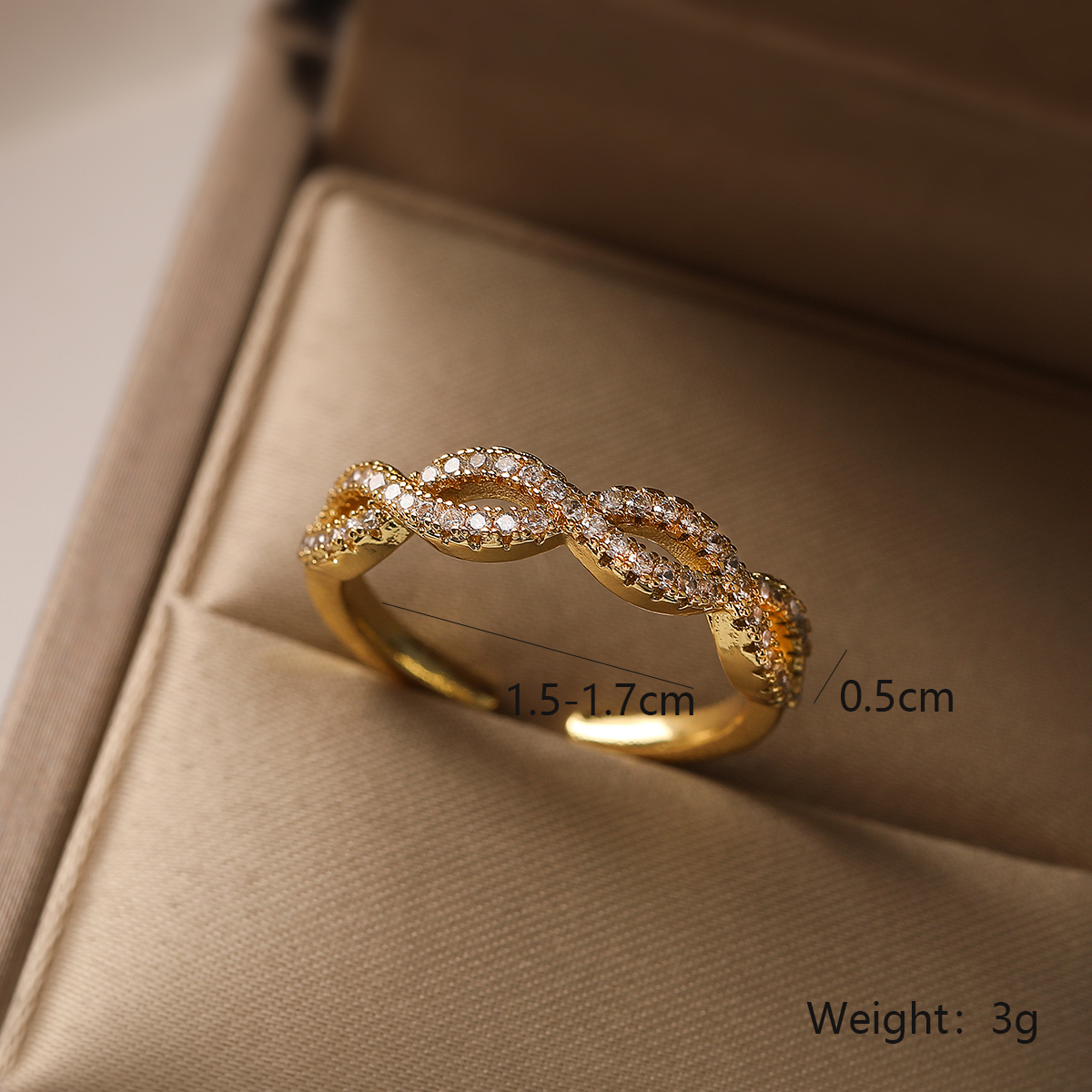Einfacher Stil Herzform Kupfer 18 Karat Vergoldet Zirkon Offener Ring In Masse display picture 3
