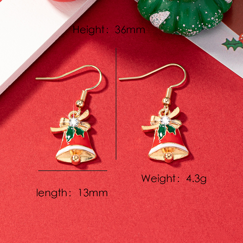 1 Pair Elegant Christmas House Christmas Tree Santa Claus Enamel Plating Alloy Ferroalloy Glass 14k Gold Plated Drop Earrings display picture 16