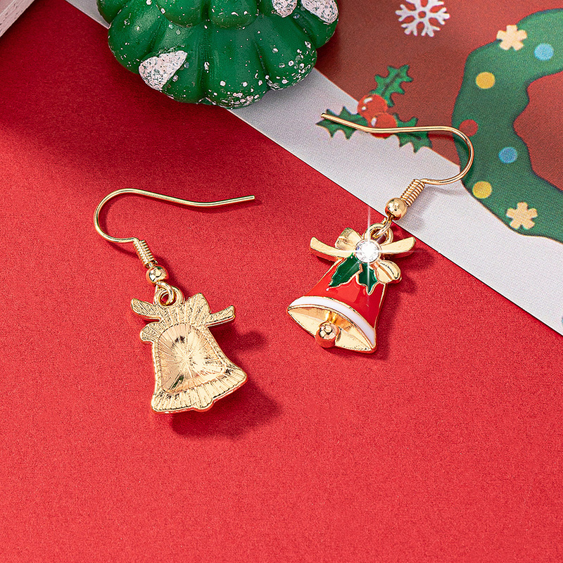 1 Pair Elegant Christmas House Christmas Tree Santa Claus Enamel Plating Alloy Ferroalloy Glass 14k Gold Plated Drop Earrings display picture 2