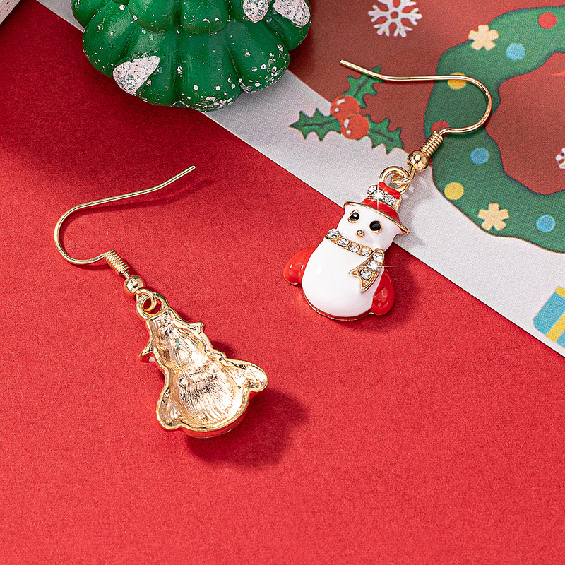 1 Pair Elegant Christmas House Christmas Tree Santa Claus Enamel Plating Alloy Ferroalloy Glass 14k Gold Plated Drop Earrings display picture 12
