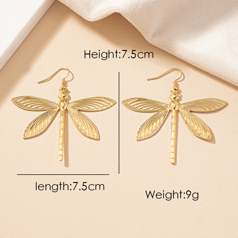 2 Pieces Glam Dragonfly Plating Ferroalloy 14k Gold Plated Drop Earrings display picture 5