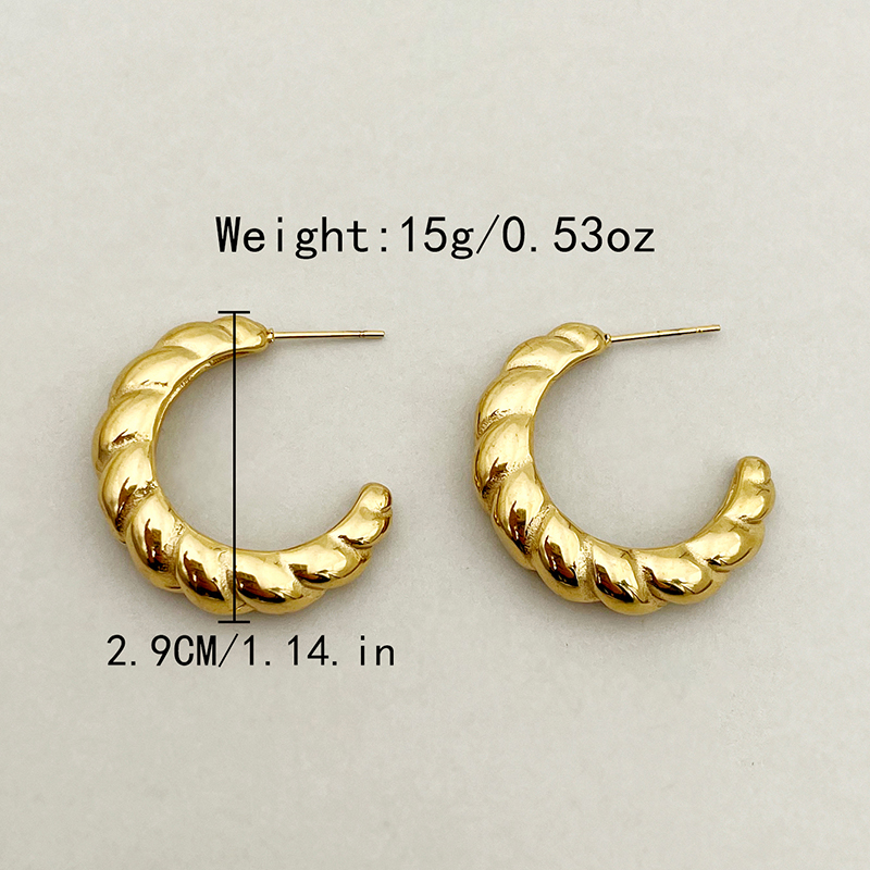 1 Pair Vacation Simple Style Twist Plating 304 Stainless Steel 14K Gold Plated Ear Studs display picture 5