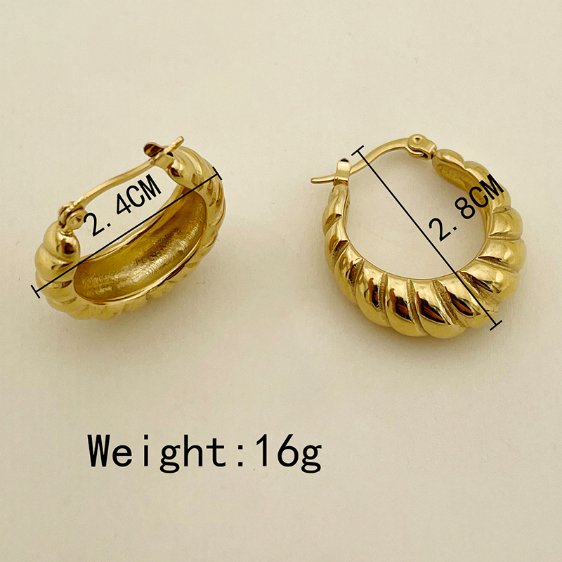 1 Pair Vacation Simple Style Twist Plating 304 Stainless Steel 14K Gold Plated Ear Studs display picture 6