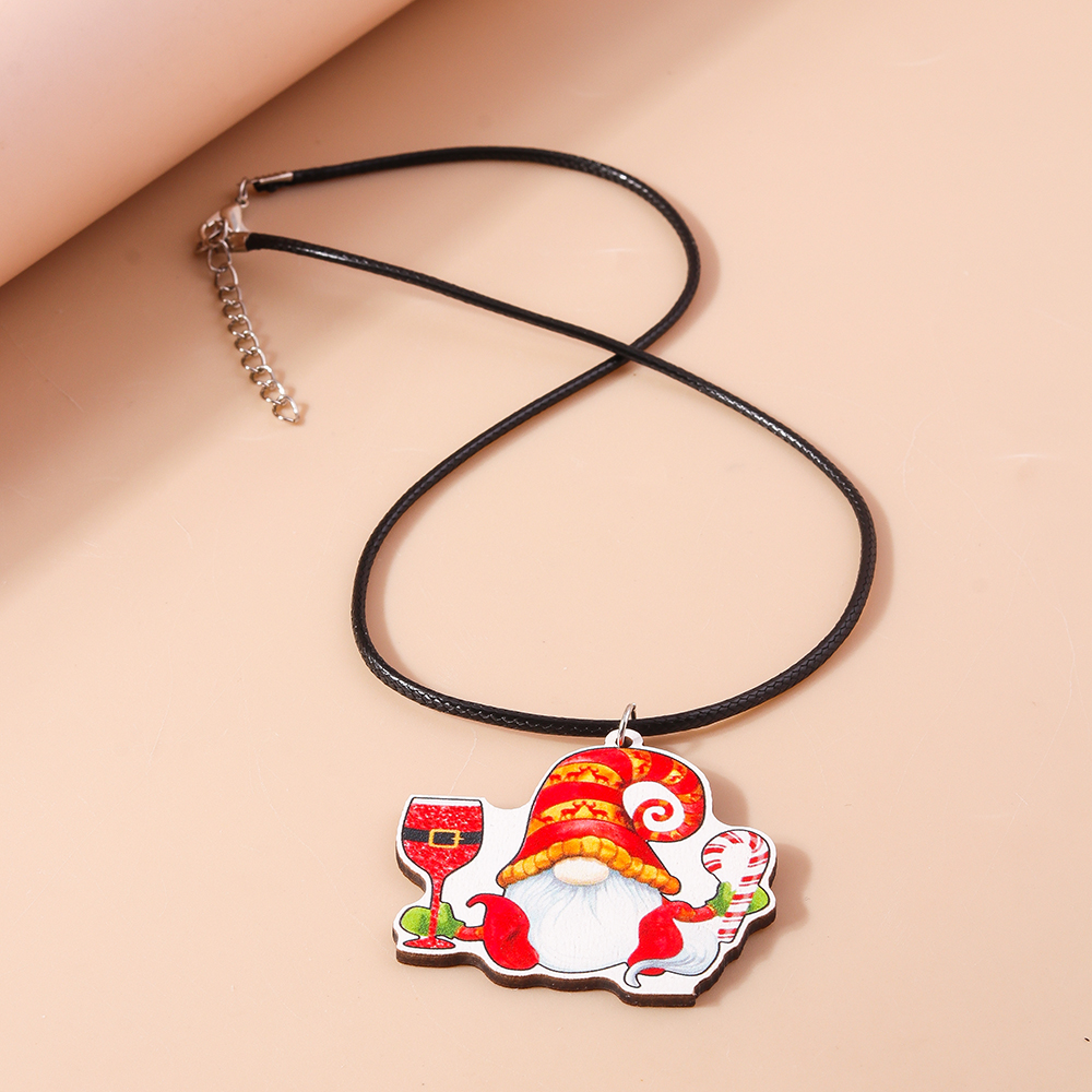 Cute Santa Claus Wood Printing Christmas Women's Pendant Necklace display picture 22