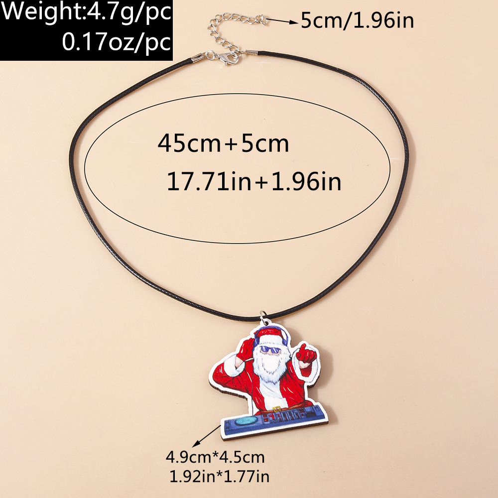 Cute Santa Claus Wood Printing Christmas Women's Pendant Necklace display picture 23