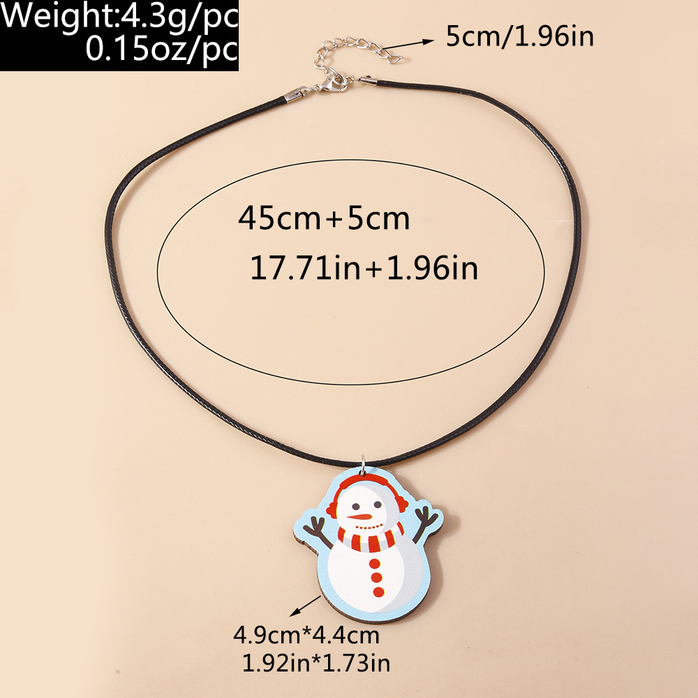 Cute Santa Claus Wood Printing Christmas Women's Pendant Necklace display picture 1