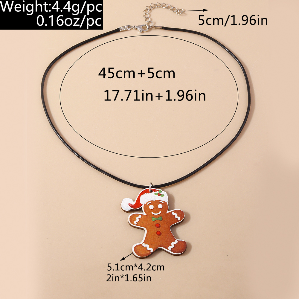 Cute Santa Claus Wood Printing Christmas Women's Pendant Necklace display picture 4