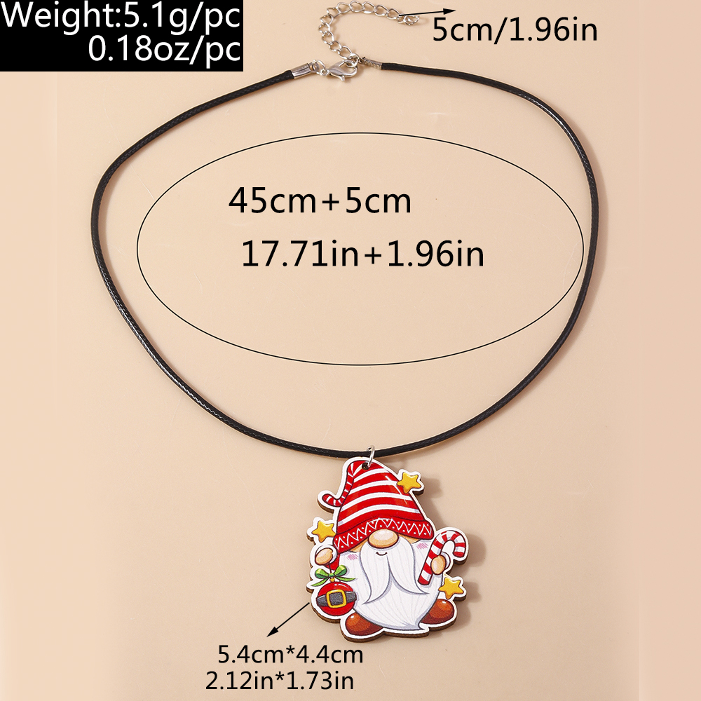 Cute Santa Claus Wood Printing Christmas Women's Pendant Necklace display picture 5