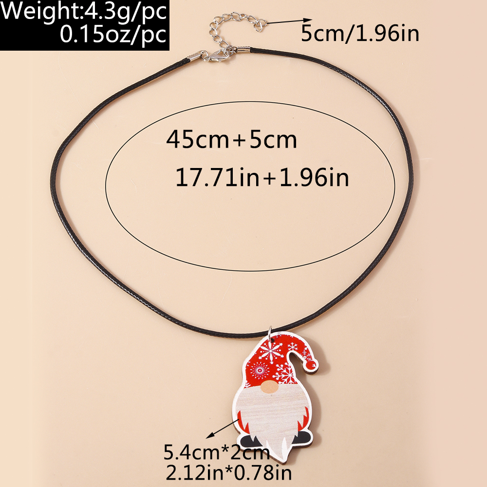 Cute Santa Claus Wood Printing Christmas Women's Pendant Necklace display picture 7
