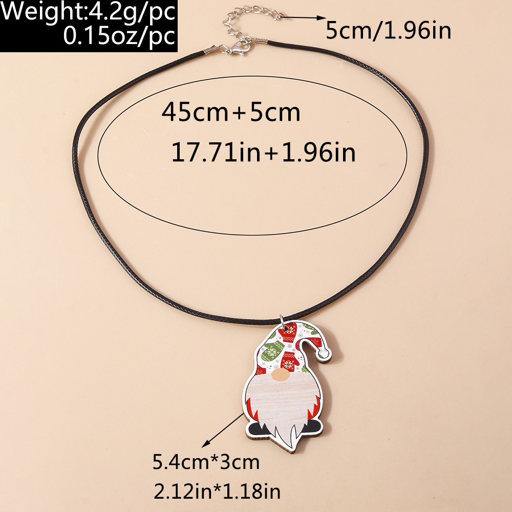 Cute Santa Claus Wood Printing Christmas Women's Pendant Necklace display picture 8
