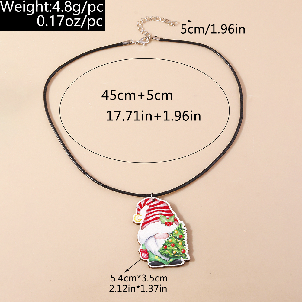 Cute Santa Claus Wood Printing Christmas Women's Pendant Necklace display picture 9