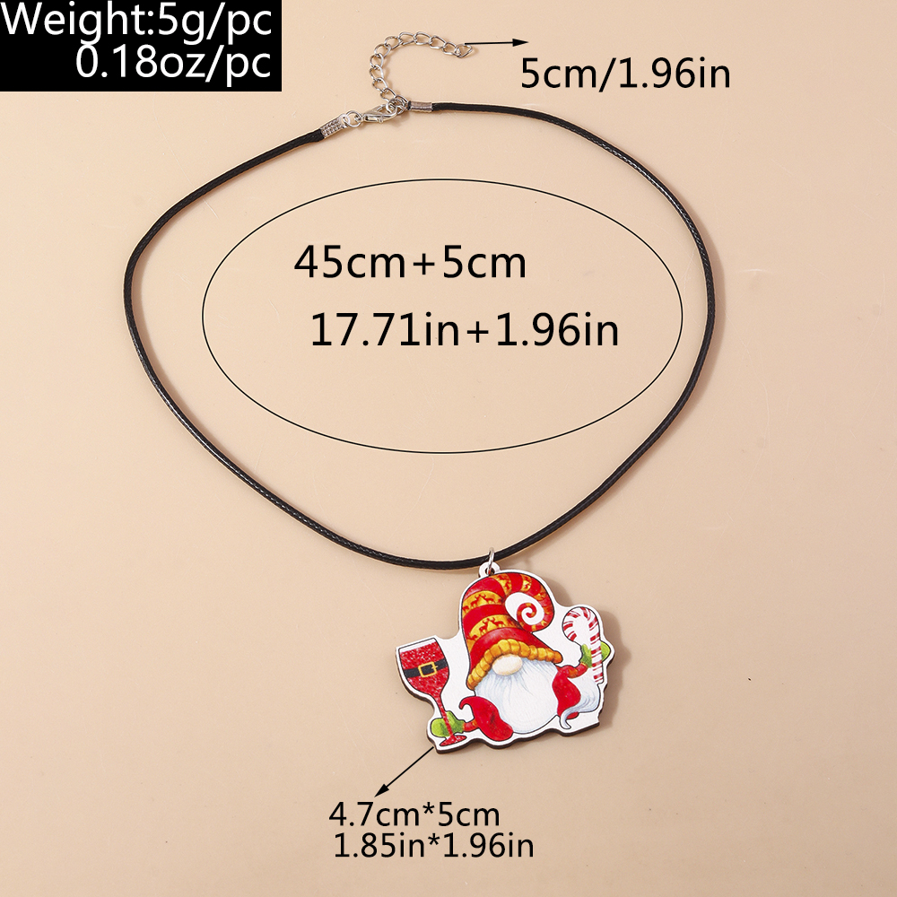 Cute Santa Claus Wood Printing Christmas Women's Pendant Necklace display picture 10