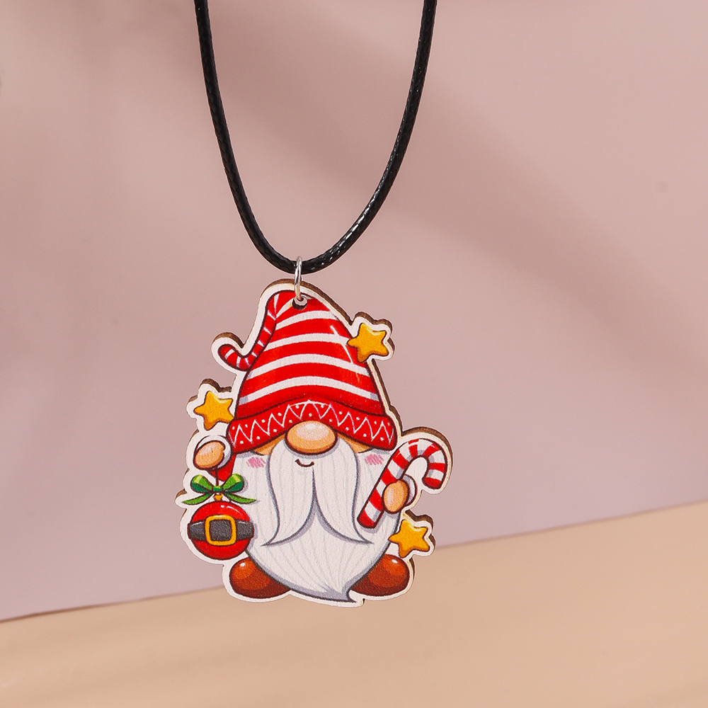 Cute Santa Claus Wood Printing Christmas Women's Pendant Necklace display picture 14