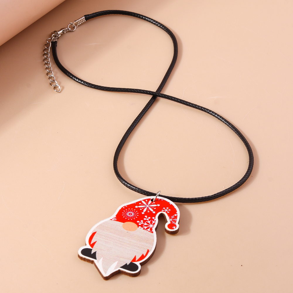 Cute Santa Claus Wood Printing Christmas Women's Pendant Necklace display picture 15