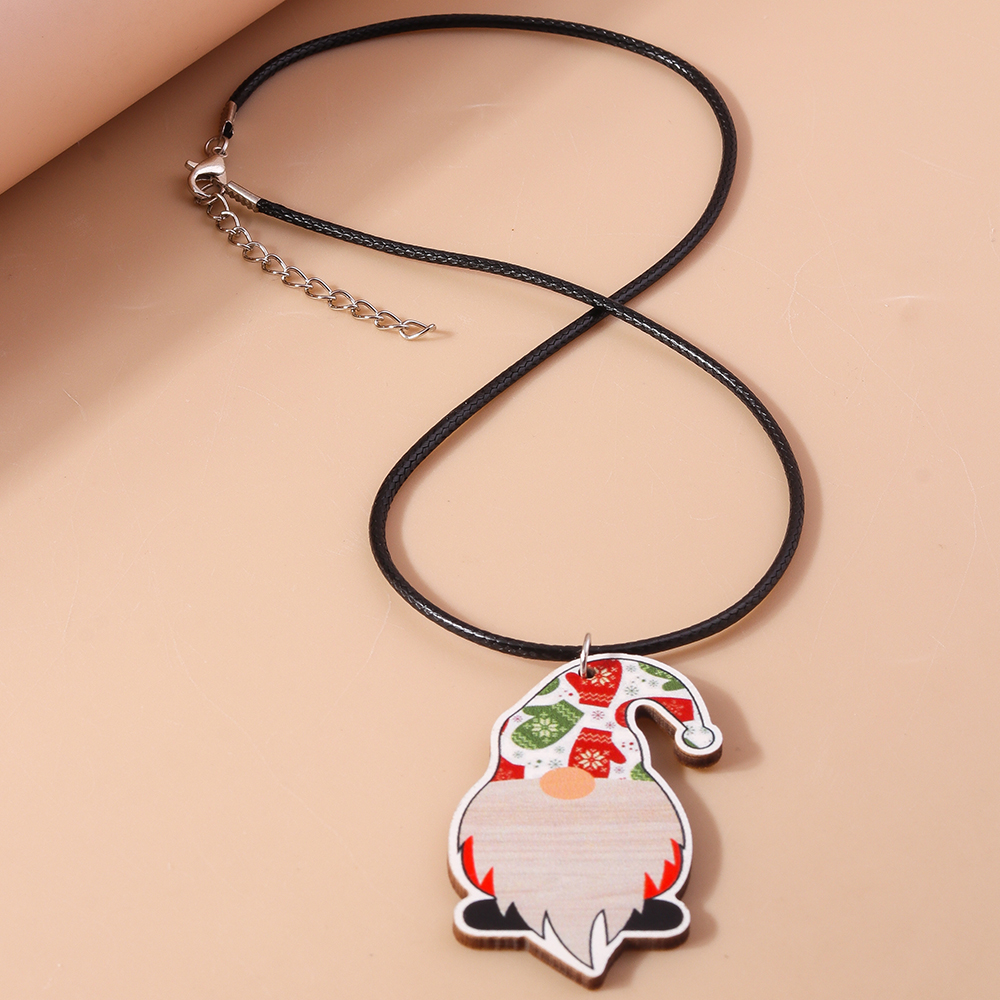 Cute Santa Claus Wood Printing Christmas Women's Pendant Necklace display picture 16