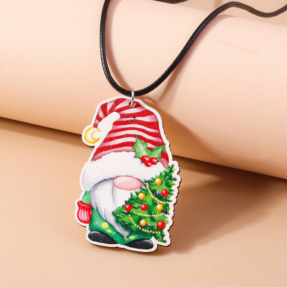 Cute Santa Claus Wood Printing Christmas Women's Pendant Necklace display picture 21