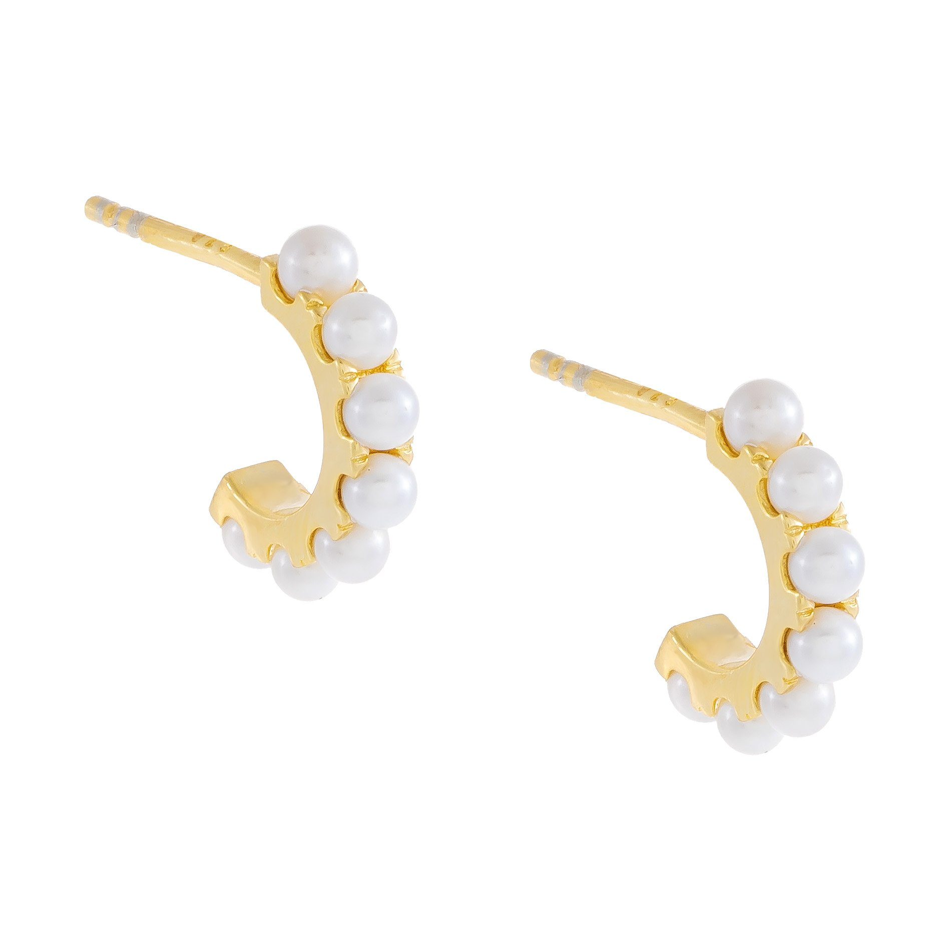 1 Pair Simple Style C Shape Plating Inlay Copper Pearl Gold Plated Ear Studs display picture 14
