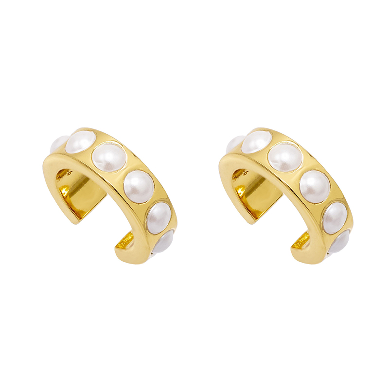 1 Pair Simple Style C Shape Plating Inlay Copper Pearl Gold Plated Ear Studs display picture 13
