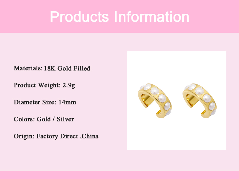 1 Pair Simple Style C Shape Plating Inlay Copper Pearl Gold Plated Ear Studs display picture 1