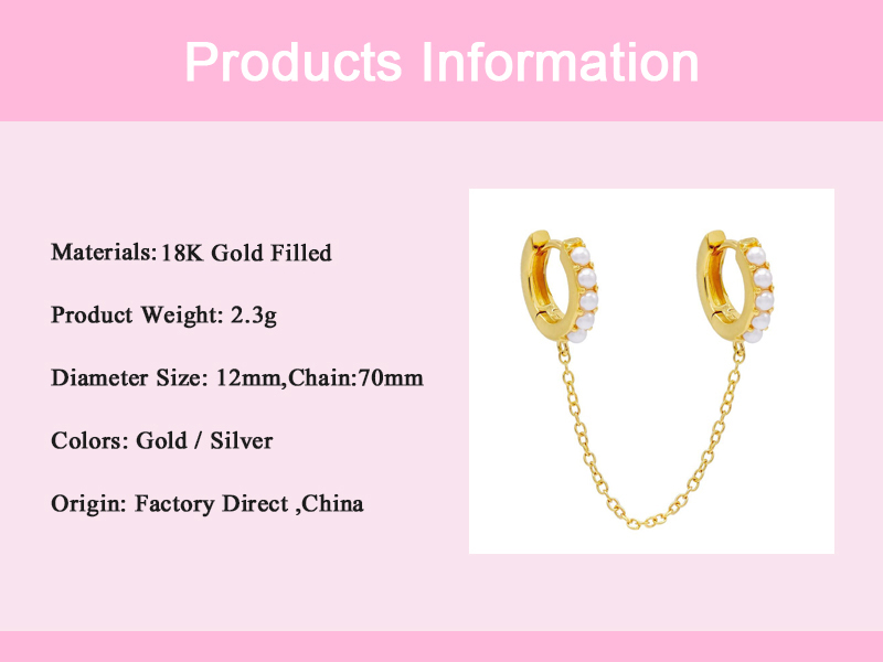 1 Pair Simple Style C Shape Plating Inlay Copper Pearl Gold Plated Ear Studs display picture 2