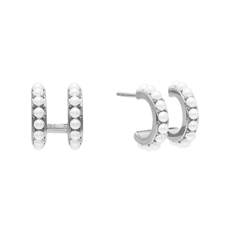 1 Pair Simple Style C Shape Plating Inlay Copper Pearl Gold Plated Ear Studs display picture 6