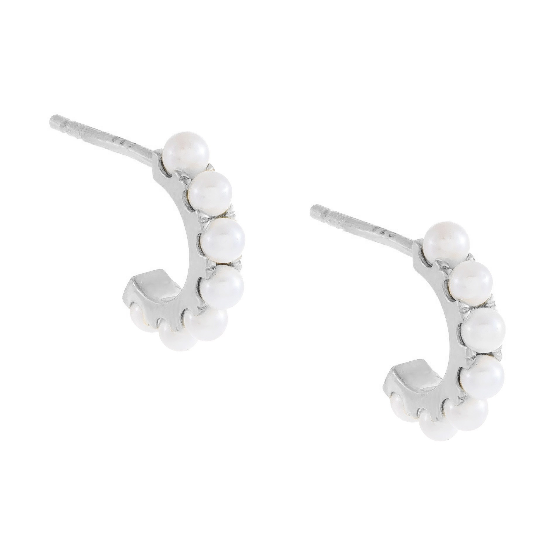 1 Pair Simple Style C Shape Plating Inlay Copper Pearl Gold Plated Ear Studs display picture 5