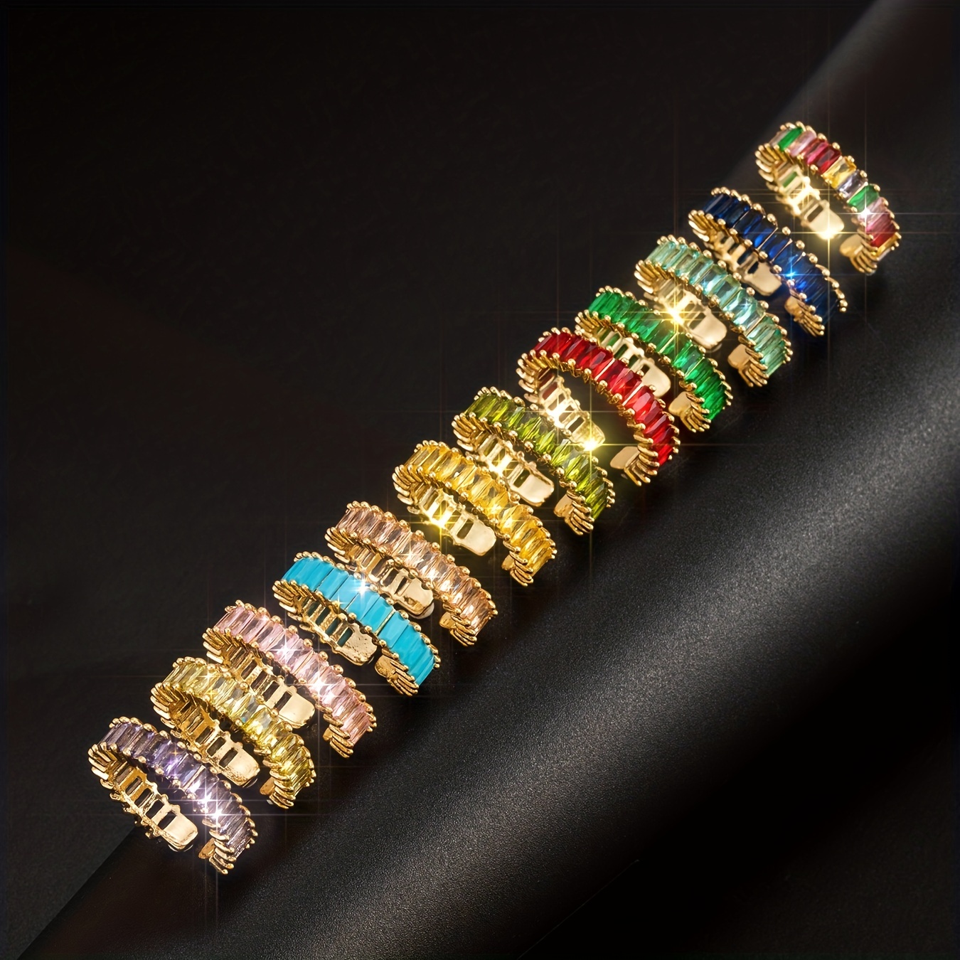 Retro Solid Color Copper Plating Inlay Zircon Gold Plated Unisex Open Rings display picture 5