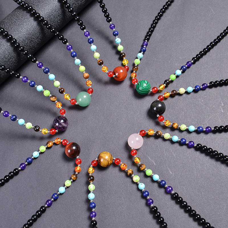 Klassischer Stil Runden Malachit Tigerauge Obsidian Perlen Halskette display picture 1