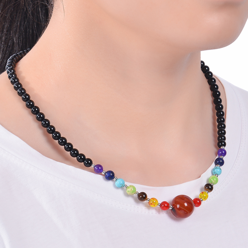 Klassischer Stil Runden Malachit Tigerauge Obsidian Perlen Halskette display picture 8