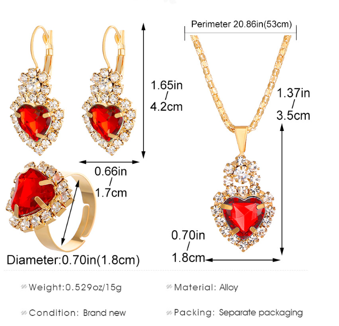 Glam Simple Style Heart Shape Alloy Plating Inlay Rhinestones 14k Gold Plated Women's Jewelry Set display picture 1