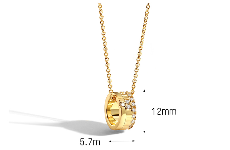 Elegant Shiny Circle Copper Plating Inlay Zircon 18k Gold Plated Pendant Necklace display picture 2