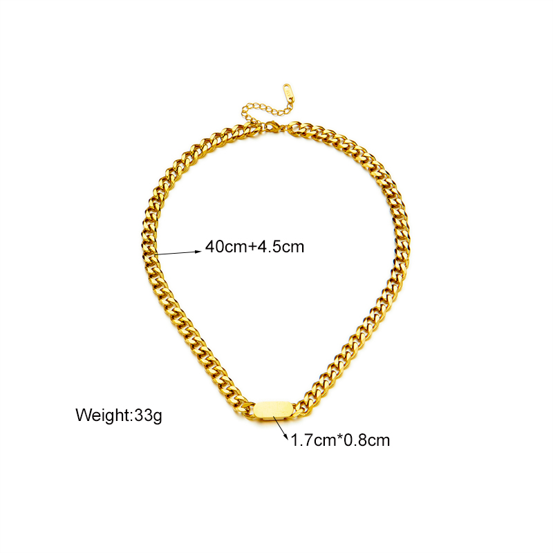 304 Stainless Steel 18K Gold Plated Retro Punk Plating Solid Color Necklace display picture 3