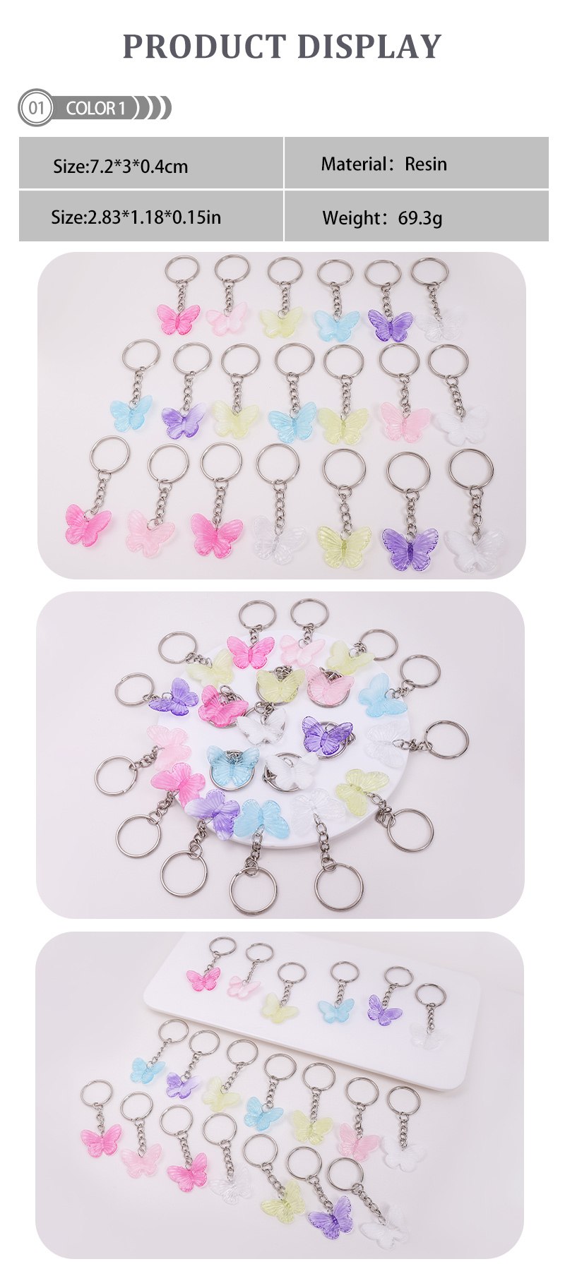 Simple Style Butterfly Resin Keychain display picture 2