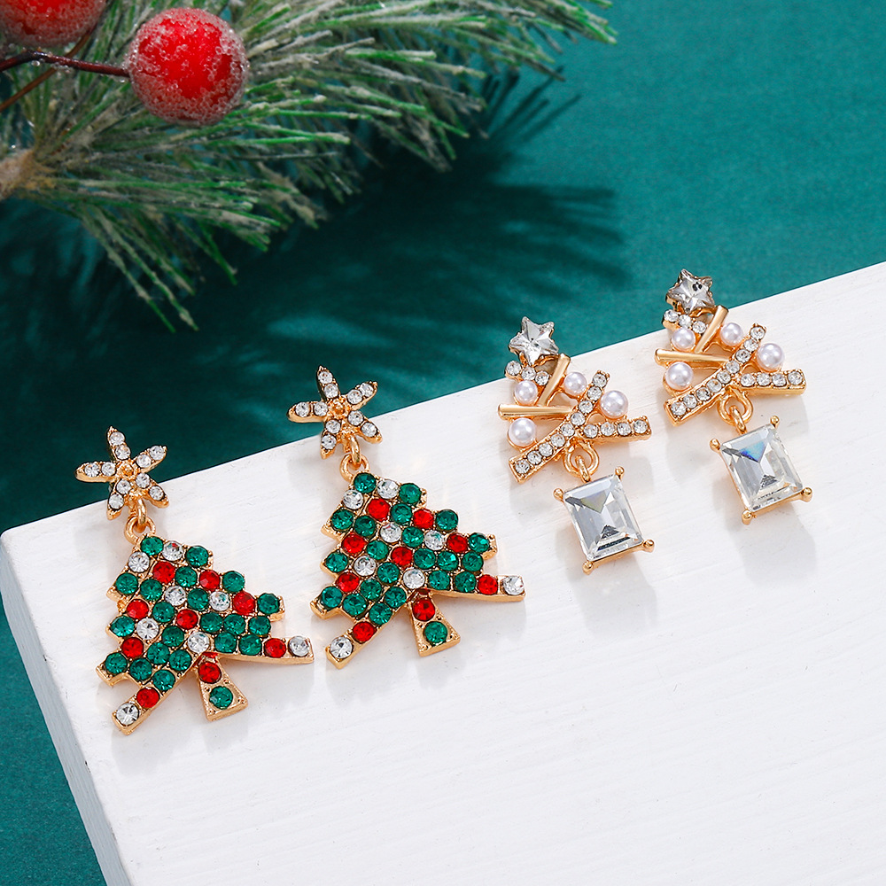 1 Pair Cute Christmas Tree Alloy Ear Studs display picture 2