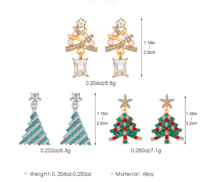 1 Pair Cute Christmas Tree Alloy Ear Studs display picture 1