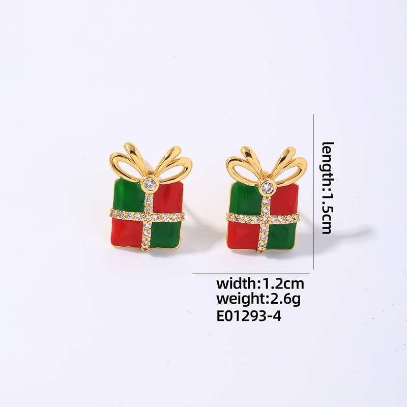 1 Pair Vintage Style Cartoon Enamel Plating Inlay Copper Zircon Gold Plated Ear Studs display picture 1