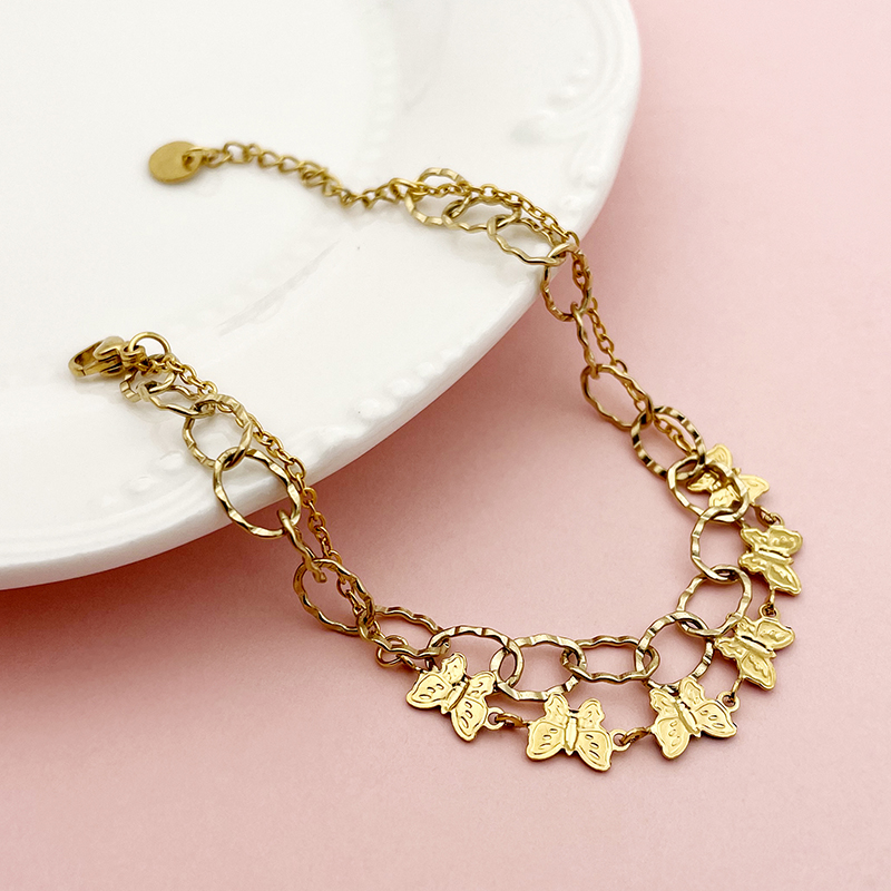 Casual Elegant Sweet Butterfly 304 Stainless Steel Gold Plated Bracelets In Bulk display picture 2