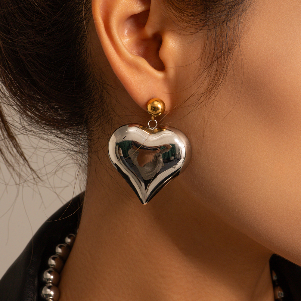 1 Pair IG Style Simple Style Heart Shape Plating 304 Stainless Steel Drop Earrings display picture 10