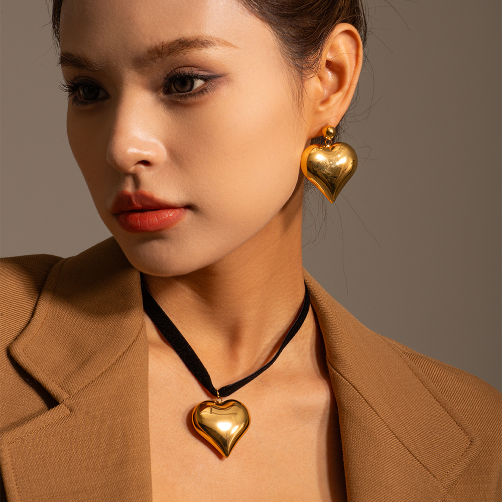1 Pair IG Style Simple Style Heart Shape Plating 304 Stainless Steel Drop Earrings display picture 9