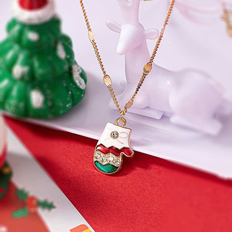 Cute Christmas Tree Santa Claus Snowflake Alloy Ferroalloy Enamel Plating Inlay Glass 14k Gold Plated Christmas Women's Pendant Necklace display picture 25